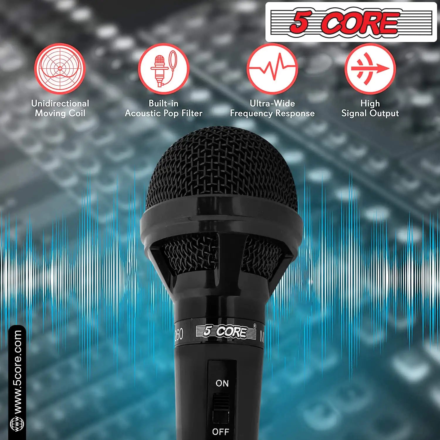 5Core XLR Microphone Dynamic Mic Karaoke Singing Studio Mics Handheld Microfono - TorontoHobbyStore