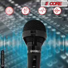 5Core XLR Microphone Dynamic Mic Karaoke Singing Studio Mics Handheld Microfono - TorontoHobbyStore