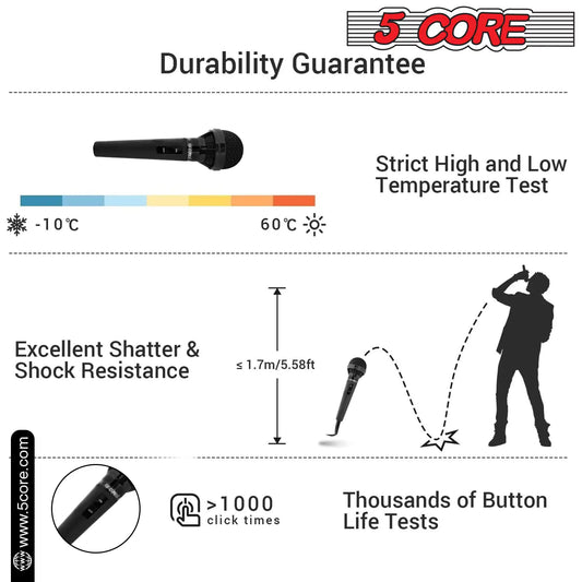 5Core XLR Microphone Dynamic Mic Karaoke Singing Studio Mics Handheld Microfono - TorontoHobbyStore