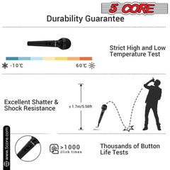 5Core XLR Microphone Dynamic Mic Karaoke Singing Studio Mics Handheld Microfono - TorontoHobbyStore