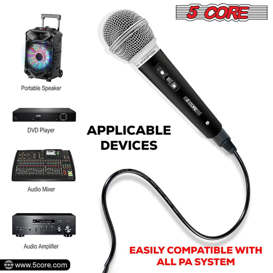 5Core XLR Microphone Dynamic Mic Karaoke Singing Studio Mics Handheld Microfono - TorontoHobbyStore