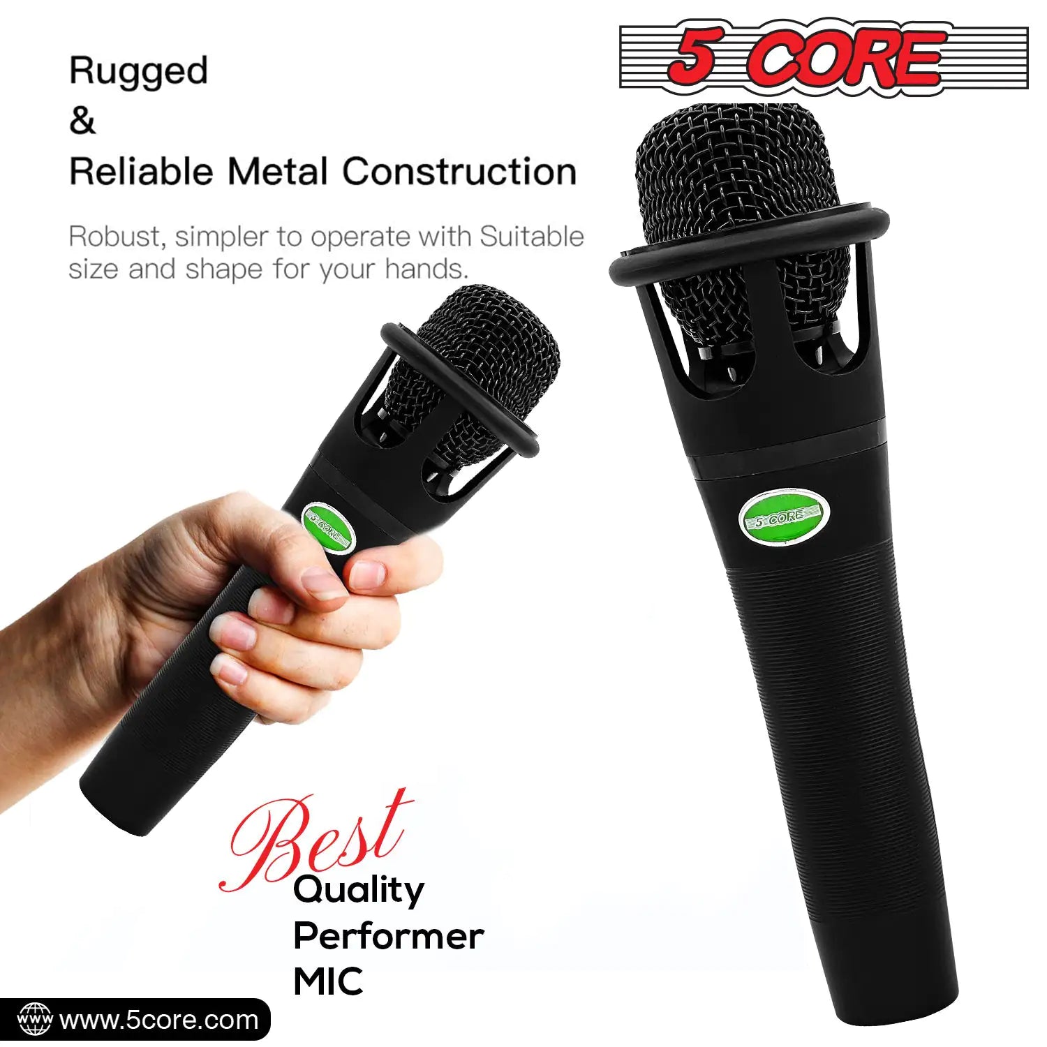 5Core XLR Microphone Dynamic Mic Karaoke Singing Studio Mics Handheld Microfono - TorontoHobbyStore