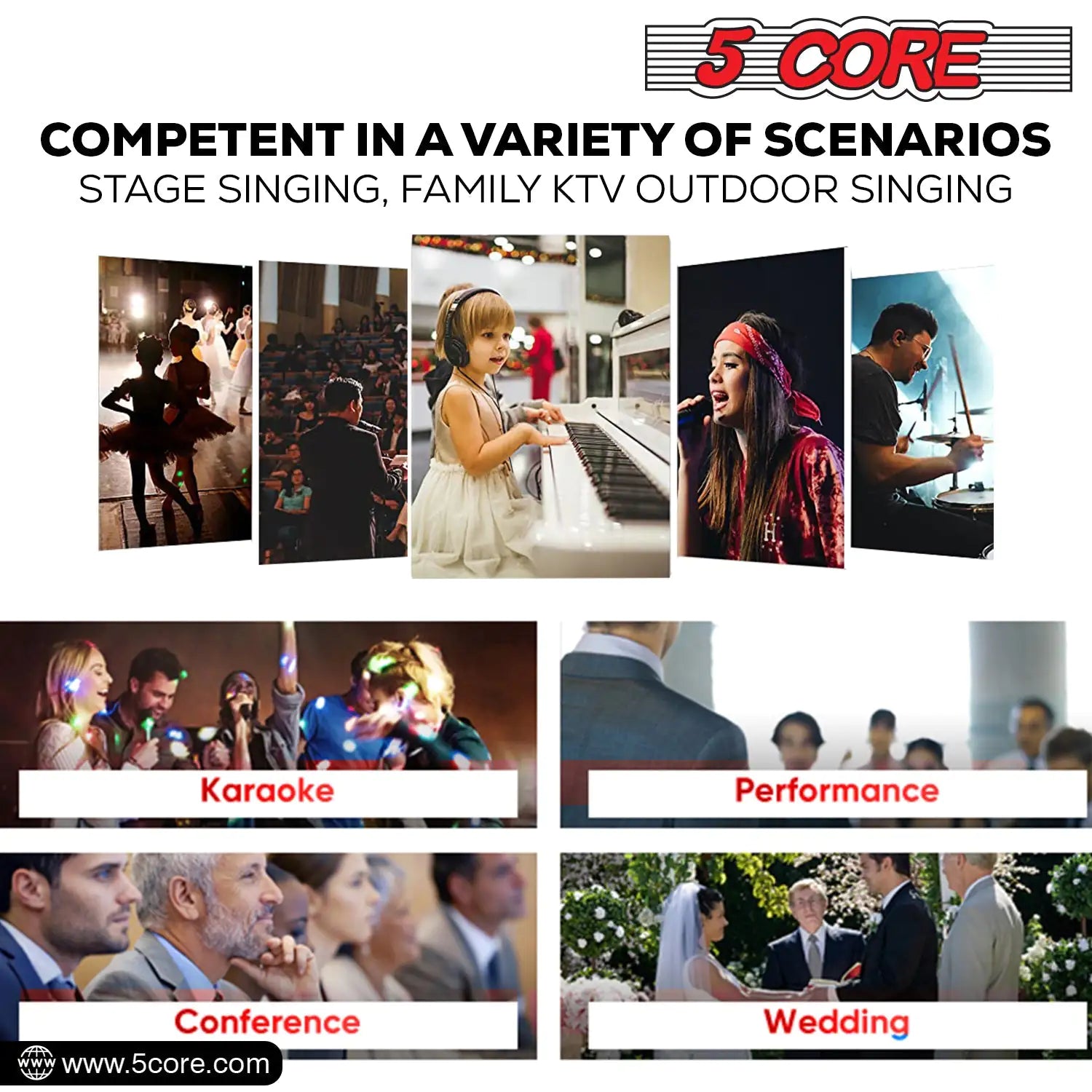 5Core XLR Microphone Dynamic Mic Karaoke Singing Studio Mics Handheld Microfono - TorontoHobbyStore