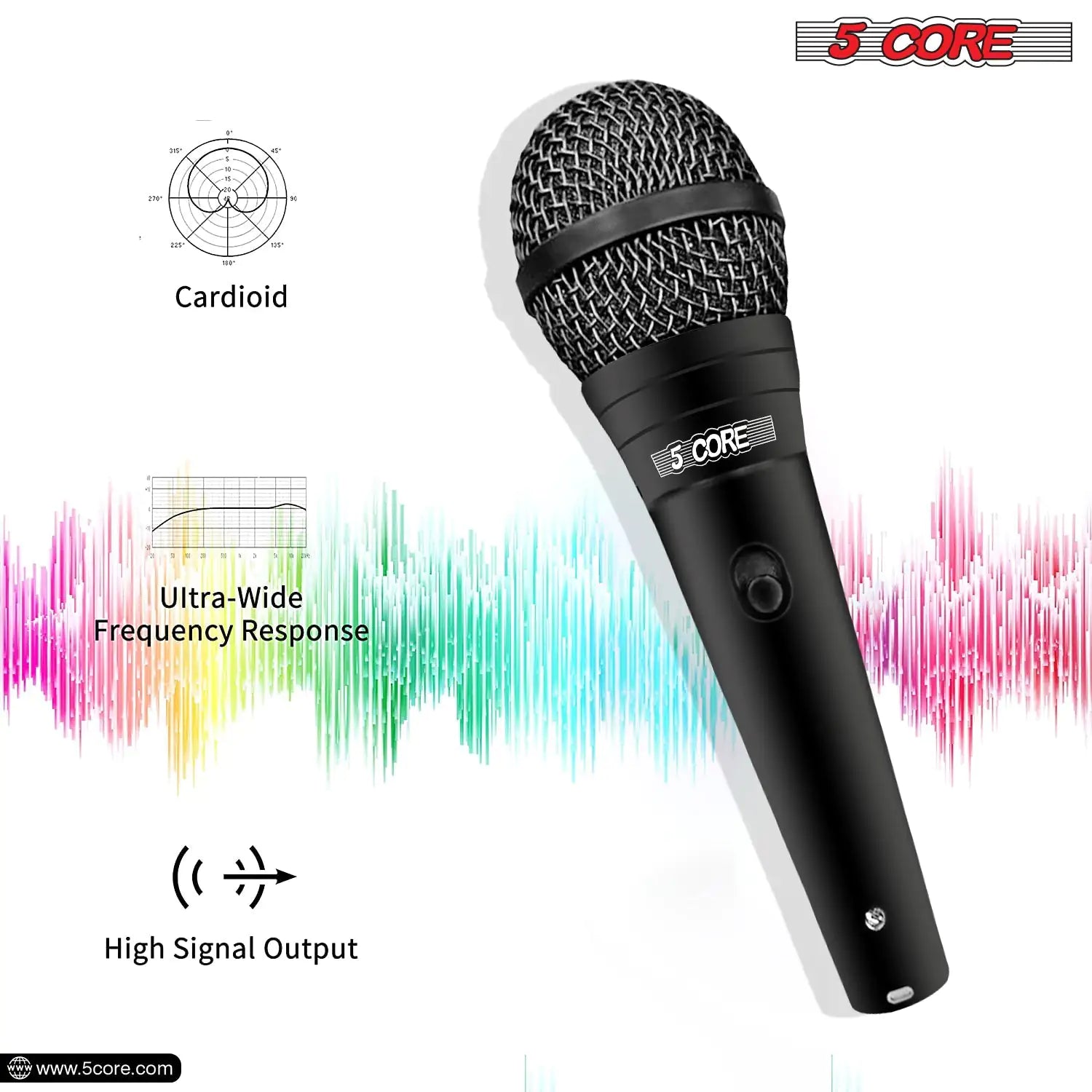 5Core XLR Microphone Dynamic Mic Karaoke Singing Studio Microfono Handheld Mics - TorontoHobbyStore