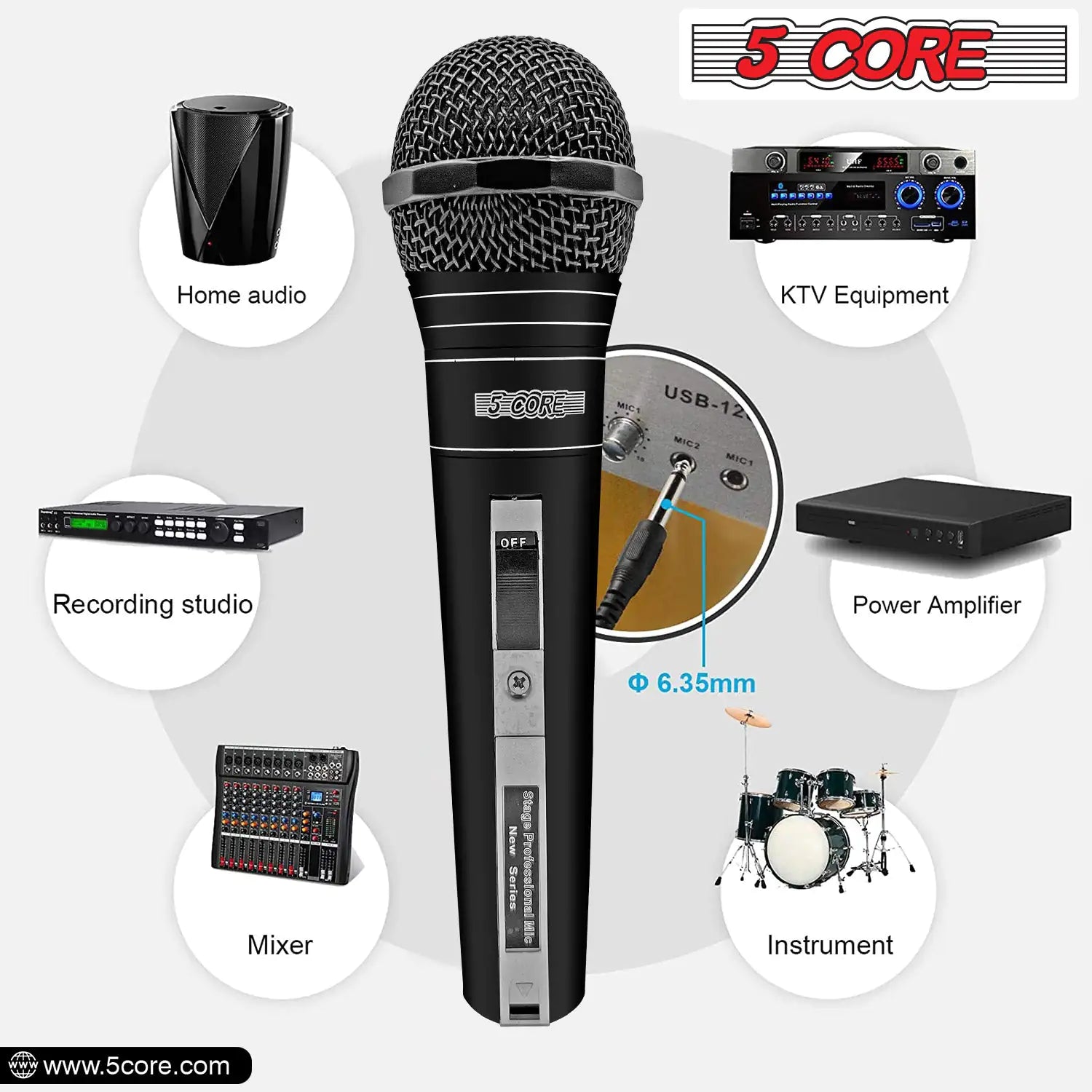 5Core XLR Microphone Dynamic Mic Karaoke Singing Studio Mics Handheld Microfono - TorontoHobbyStore