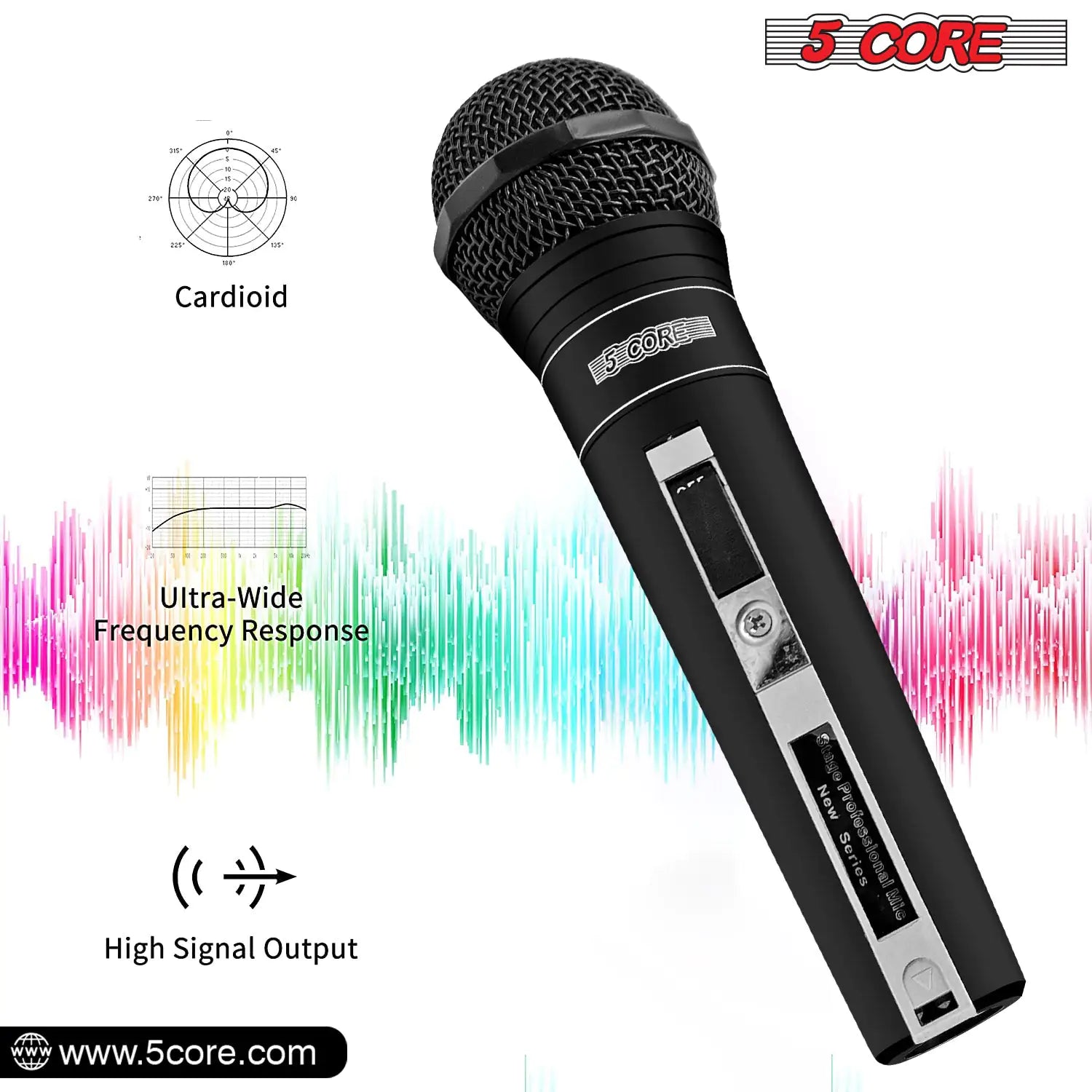 5Core XLR Microphone Dynamic Mic Karaoke Singing Studio Mics Handheld Microfono - TorontoHobbyStore