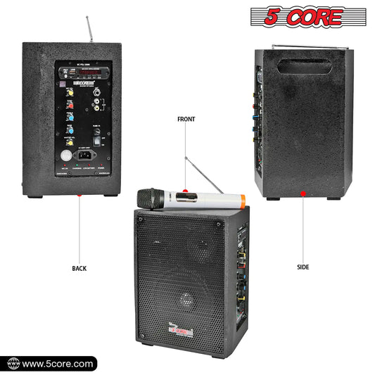 5Core PA Speaker 40W Portable PA System w Wireless Mic Small Rechargeable Public Speaking Machine - TorontoHobbyStore