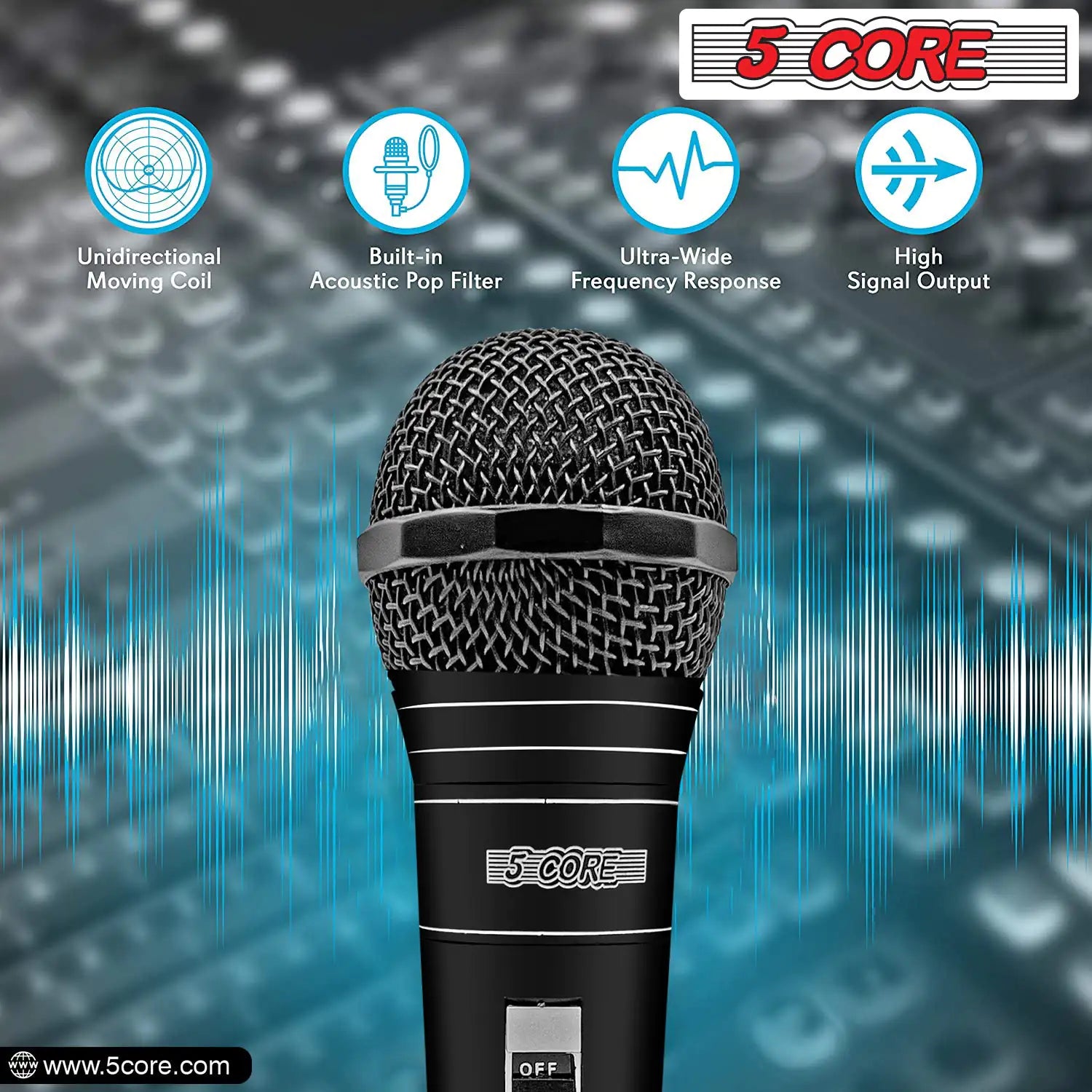 5Core XLR Microphone Dynamic Mic Karaoke Singing Studio Mics Handheld Microfono - TorontoHobbyStore