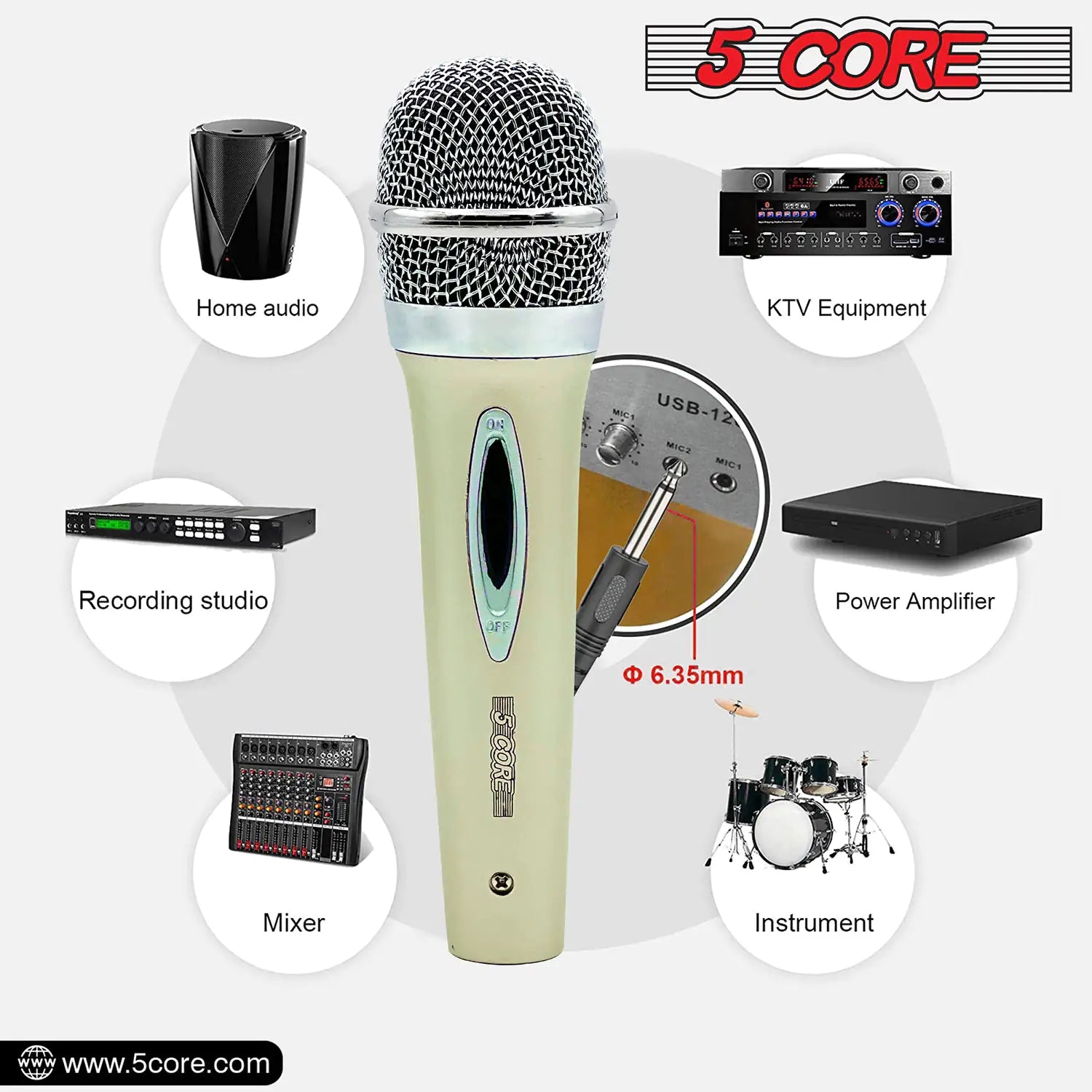 5Core XLR Microphone Dynamic Mic Karaoke Singing Studio Mics Handheld Microfono - TorontoHobbyStore