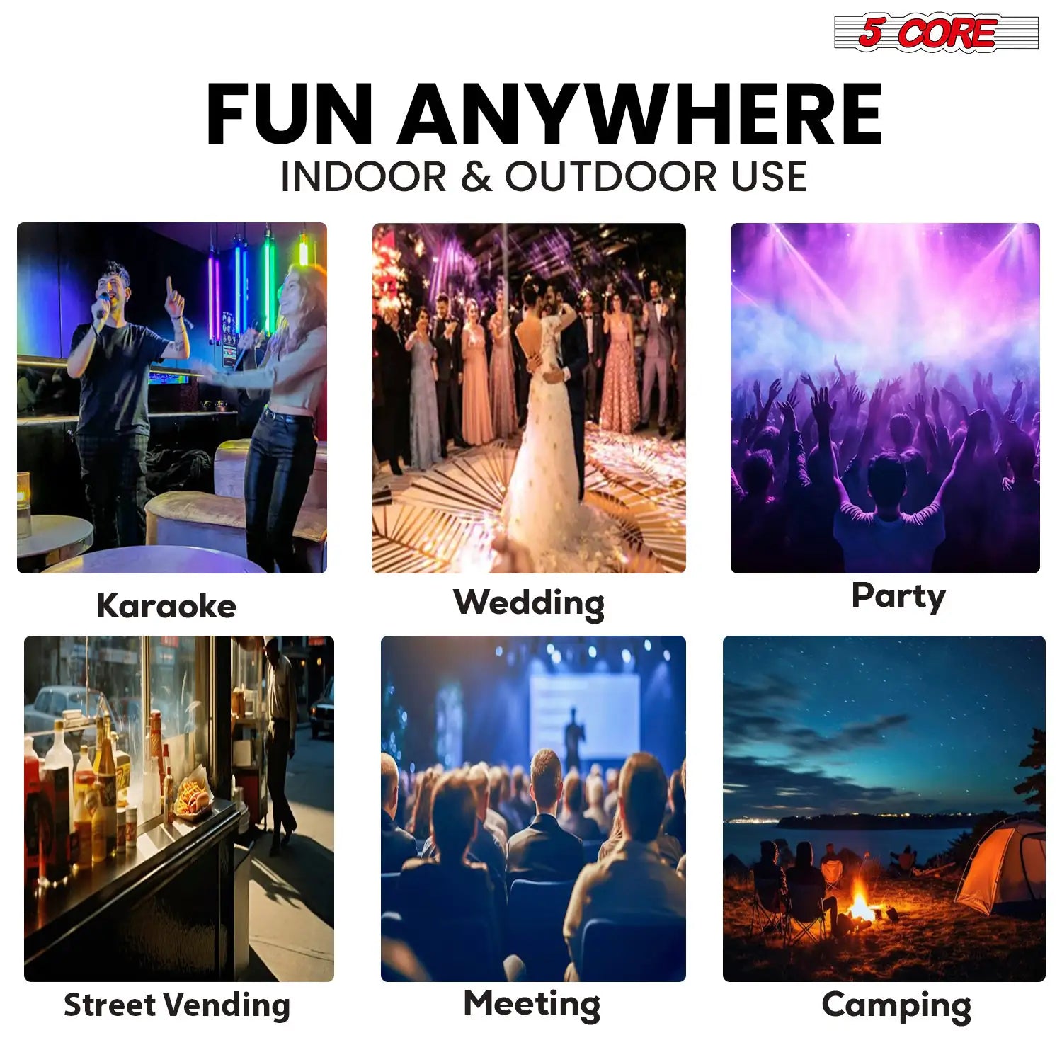 5Core 12 inch PA Portable Bluetooth Party Speaker Karaoke Boombox + 2 Wireless Mics - TorontoHobbyStore