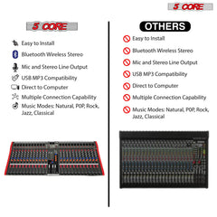 5Core Audio Mixer 24 Channel DJ Mixing Board Bluetooth USB Analog Professional Mezclador De Audio - TorontoHobbyStore
