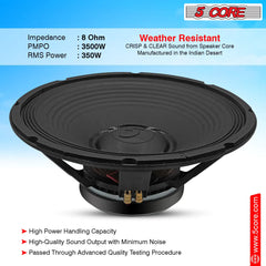5Core 15 Inch Subwoofer Speaker 3500W Peak 8Ohm Aluminum PA Replacement DJ Sub woofer - TorontoHobbyStore