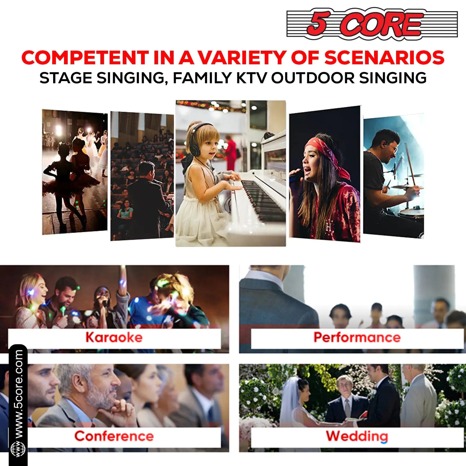 5Core XLR Microphone Dynamic Mic Karaoke Singing Studio Mics Handheld Microfono - TorontoHobbyStore