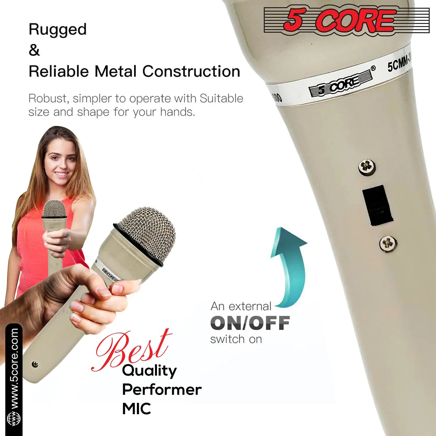 5Core XLR Microphone Dynamic Mic Karaoke Singing Studio Mics Handheld Microfono - TorontoHobbyStore