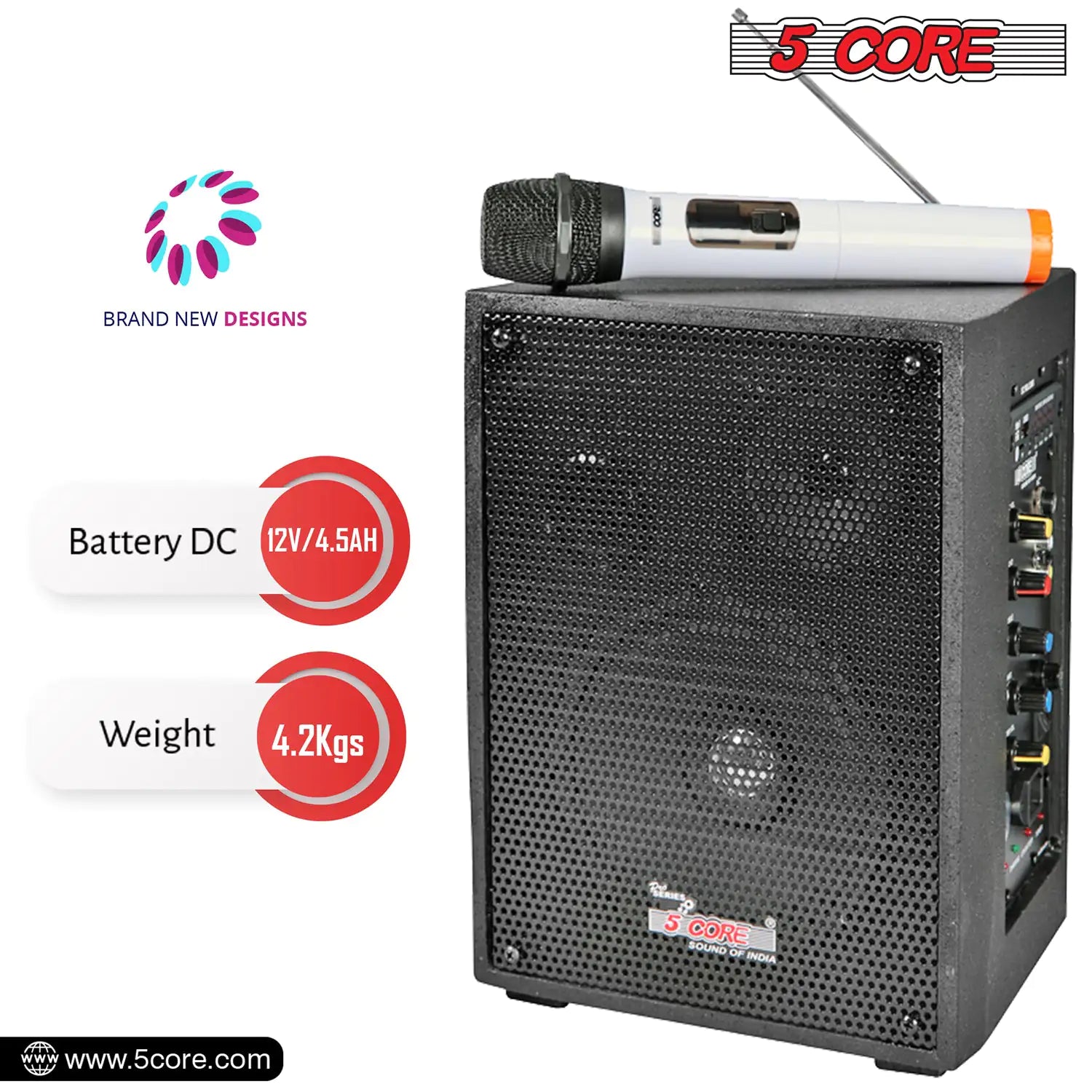5Core PA Speaker 40W Portable PA System w Wireless Mic Small Rechargeable Public Speaking Machine - TorontoHobbyStore
