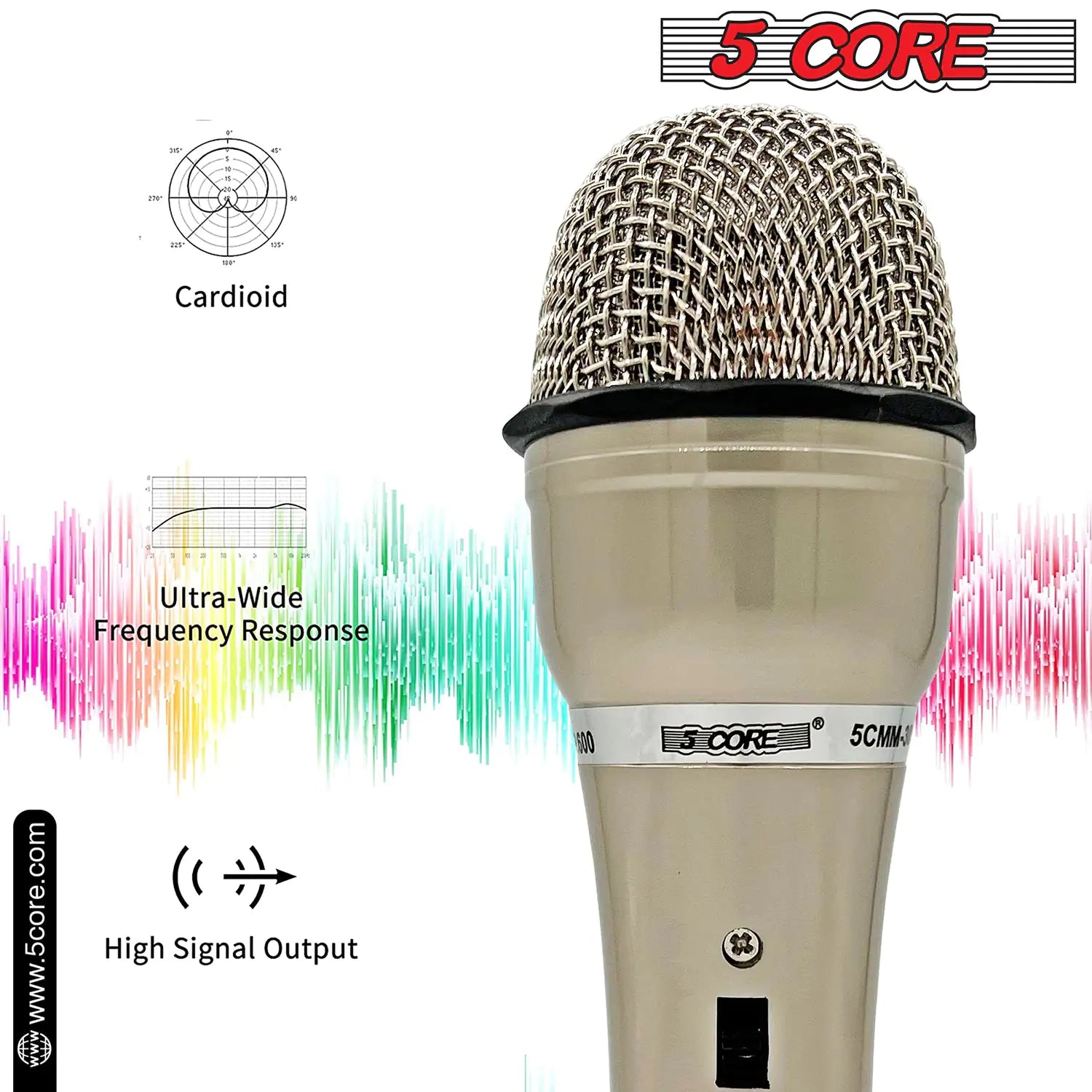 5Core XLR Microphone Dynamic Mic Karaoke Singing Studio Mics Handheld Microfono - TorontoHobbyStore