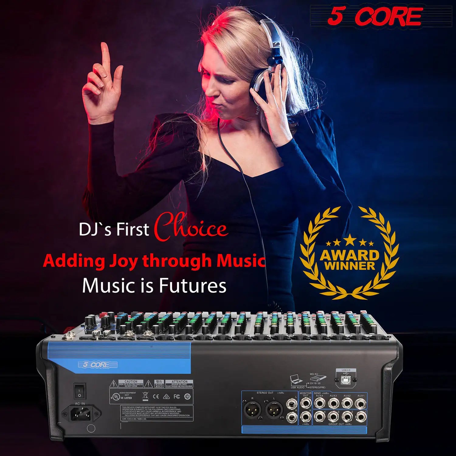 5Core Audio DJ Mixer 20 Channel Sound Board Console w 24 SPX Effect 48V Phantom Power - TorontoHobbyStore