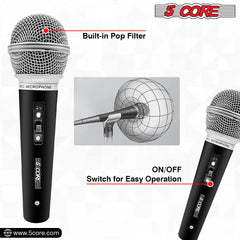 5Core XLR Microphone Dynamic Mic Karaoke Singing Studio Mics Handheld Microfono - TorontoHobbyStore