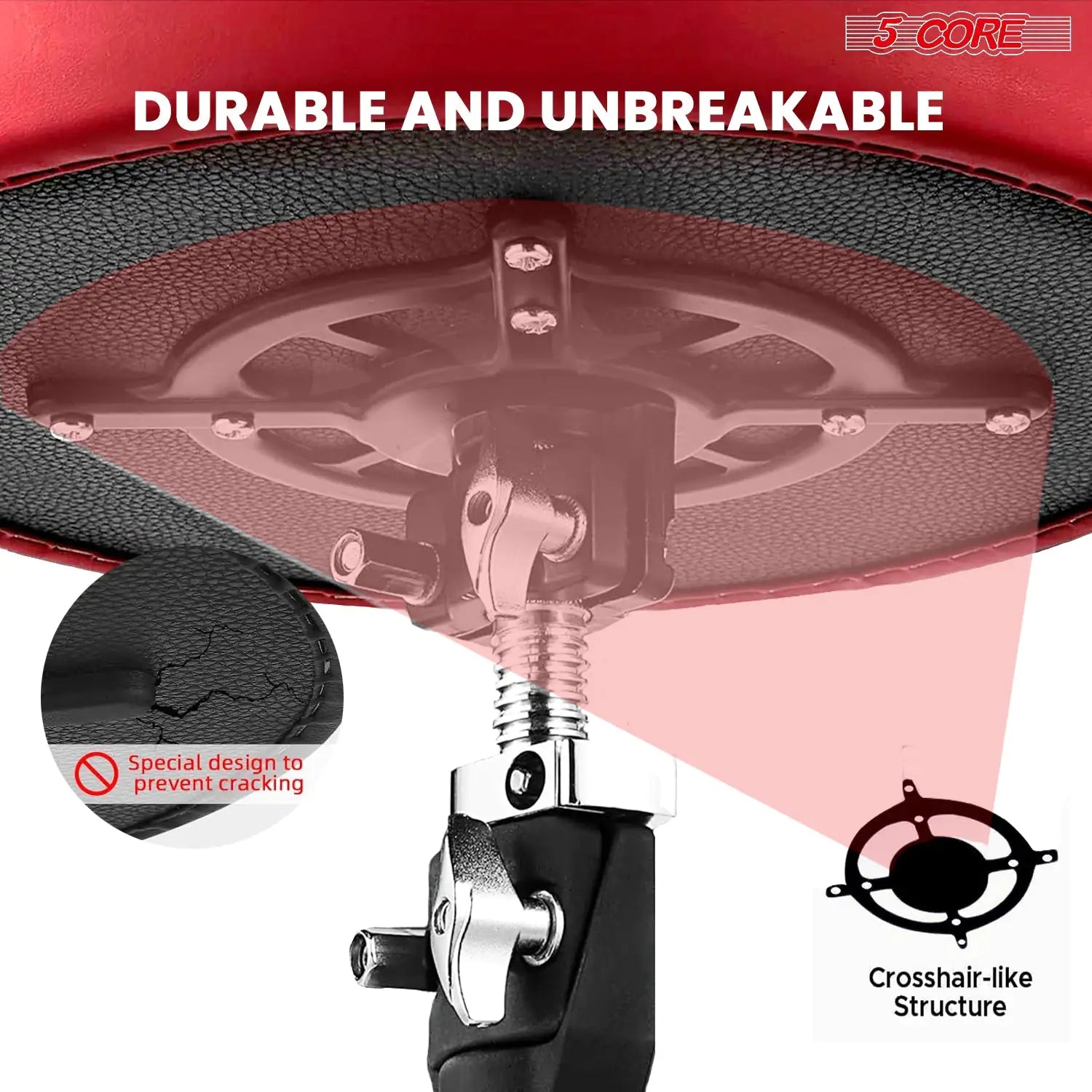 5Core Drum Throne Padded Adjustable Guitar Stool Drummer Seat for Adults & Kids - TorontoHobbyStore