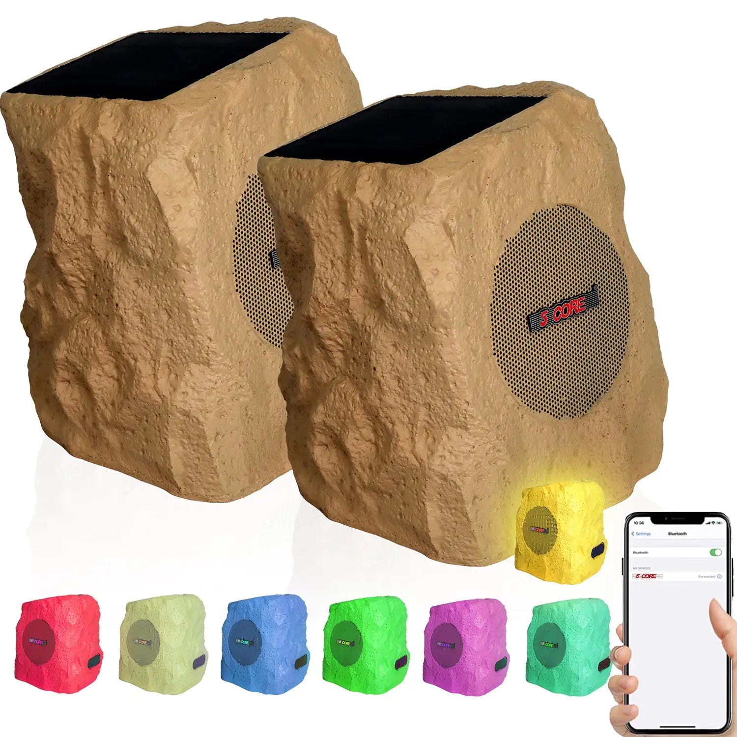 5Core Outdoor Wireless Speakers Bluetooth Rock Waterproof Linkable TWS Garden Speaker - TorontoHobbyStore