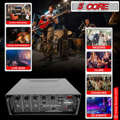5Core Amplifier Home Audio Stereo Receiver PA Speaker Microphone Surround Sound Amp - TorontoHobbyStore