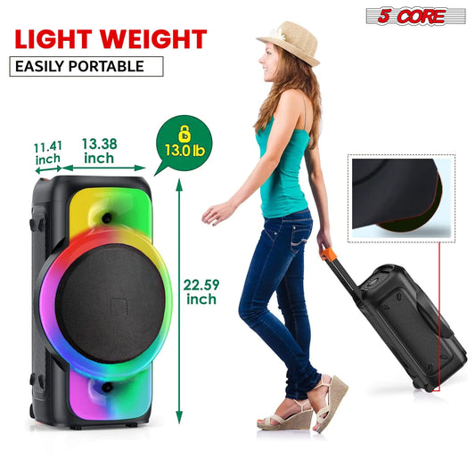 5Core Bluetooth Party Speaker 12 inch PA RGB Partybox Karaoke Machine + 2 Wireless Mic - TorontoHobbyStore