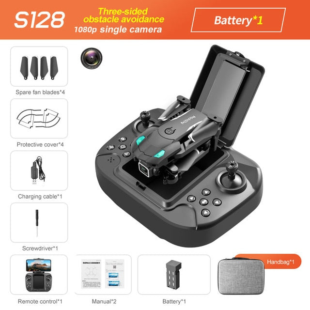 S128 Mini Drone 4K HD Camera Three-sided Obstacle Avoidance Air Pressure Fixed Height Professional Foldable Quadcopter Toys - TorontoHobbyStore