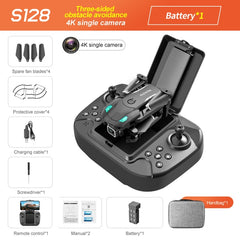 S128 Mini Drone 4K HD Camera Three-sided Obstacle Avoidance Air Pressure Fixed Height Professional Foldable Quadcopter Toys - TorontoHobbyStore
