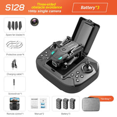 S128 Mini Drone 4K HD Camera Three-sided Obstacle Avoidance Air Pressure Fixed Height Professional Foldable Quadcopter Toys - TorontoHobbyStore