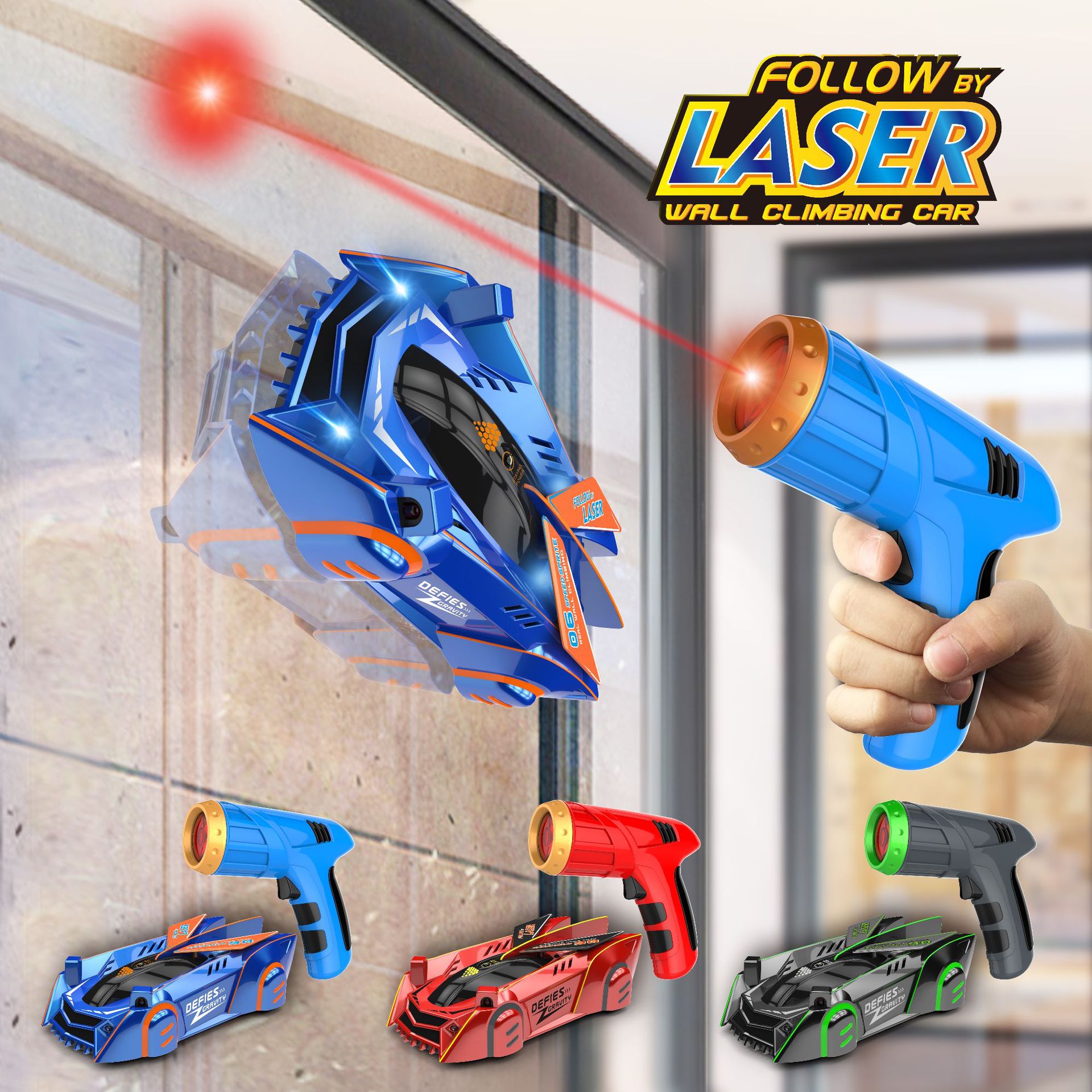 RC Car Stunt Infrared Laser Tracking Wall Ceiling Climbing Follow Light Drift 360 Rotating Electric Anti Gravity Car Toys - TorontoHobbyStore
