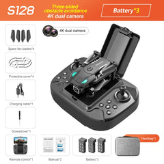 S128 Mini Drone 4K HD Camera Three-sided Obstacle Avoidance Air Pressure Fixed Height Professional Foldable Quadcopter Toys - TorontoHobbyStore
