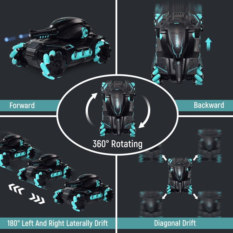 RC Car Big Size 4WD Tank RC Toy Water Bomb Shooting Competitive Gesture Controlled Tank Remote Control Drift Car Adult Kids Toys - TorontoHobbyStore