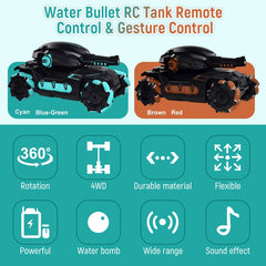 RC Car Big Size 4WD Tank RC Toy Water Bomb Shooting Competitive Gesture Controlled Tank Remote Control Drift Car Adult Kids Toys - TorontoHobbyStore