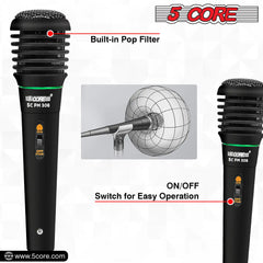 5Core XLR Microphone Dynamic Mic Karaoke Singing Studio Mics Handheld Microfono