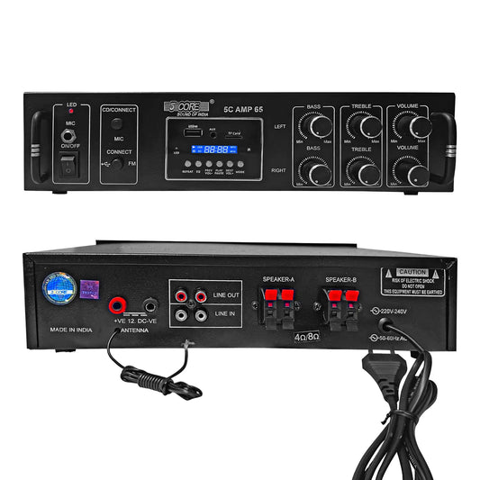 5Core Amplifier Home Audio 65W RMS Stereo Receiver DJ Amp w USB AUX MIC SD Card Input