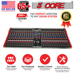 5Core Audio Mixer 24 Channel DJ Mixing Board Bluetooth USB Analog Professional Mezclador De Audio