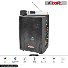 5Core PA Speaker 40W Portable PA System w Wireless Mic Small Rechargeable Public Speaking Machine