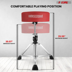 5Core Drum Throne Padded Adjustable Guitar Stool Drummer Seat for Adults & Kids