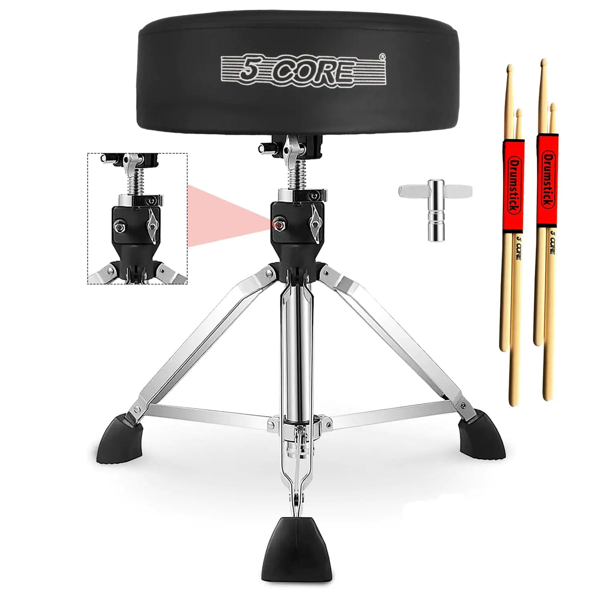 5Core Drum Throne Padded Adjustable Guitar Stool Drummer Seat for Adults & Kids