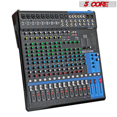 5Core Audio DJ Mixer 16 Channel Sound Board Console w 24 SPX Effect 48V Phantom Powe