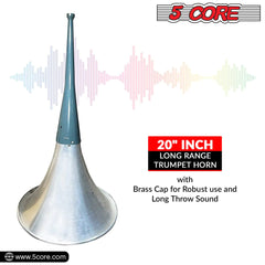 5Core PA Speaker Trumpet Reflex Horn Throat 24" Aluminum Body Support Most Compression Driver