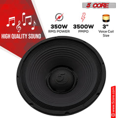 5Core 15 Inch Subwoofer Speaker 3500W Peak 8Ohm Aluminum PA Replacement DJ Sub woofer