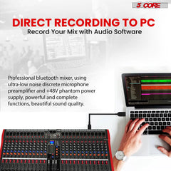 5Core Audio Mixer 24 Channel DJ Mixing Board Bluetooth USB Analog Professional Mezclador De Audio