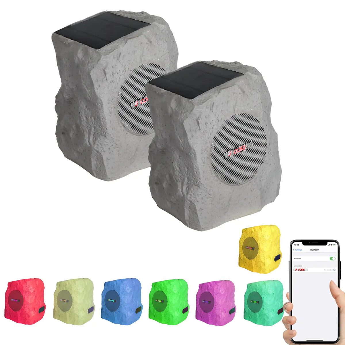 5Core Outdoor Wireless Speakers Bluetooth Rock Waterproof Linkable TWS Garden Speaker